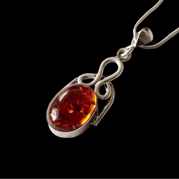 🌸Necklace🌸 925 sterling silver orange amber - Picture 4 of 11